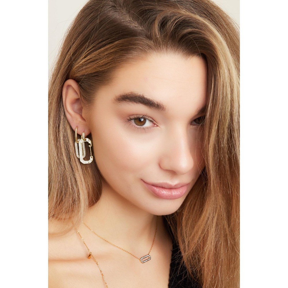 Σκουλαρίκια κρεμαστά παραλληλόγραμμα με ζιργκόν  Χρυσό - κόκκινο