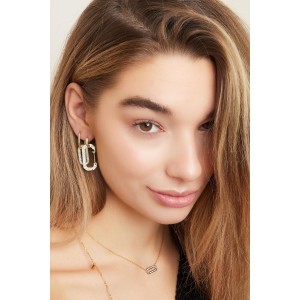 Σκουλαρίκια κρεμαστά παραλληλόγραμμα με ζιργκόν  Χρυσό - κόκκινο