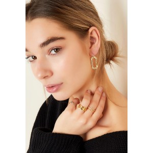 Σκουλαρίκια κρεμαστά παραλληλόγραμμα με ζιργκόν  Χρυσό - κόκκινο