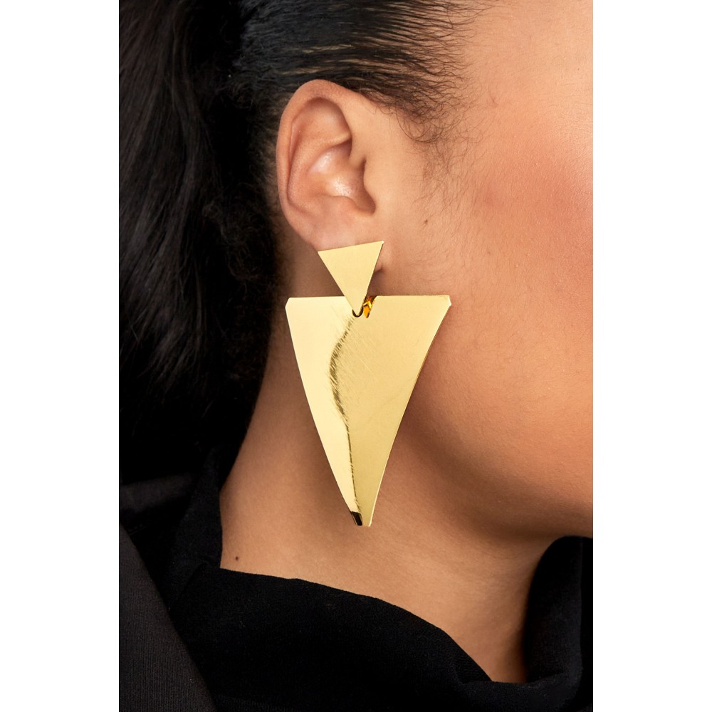 Σκουλαρίκια διπλό τρίγωνο χρυσά