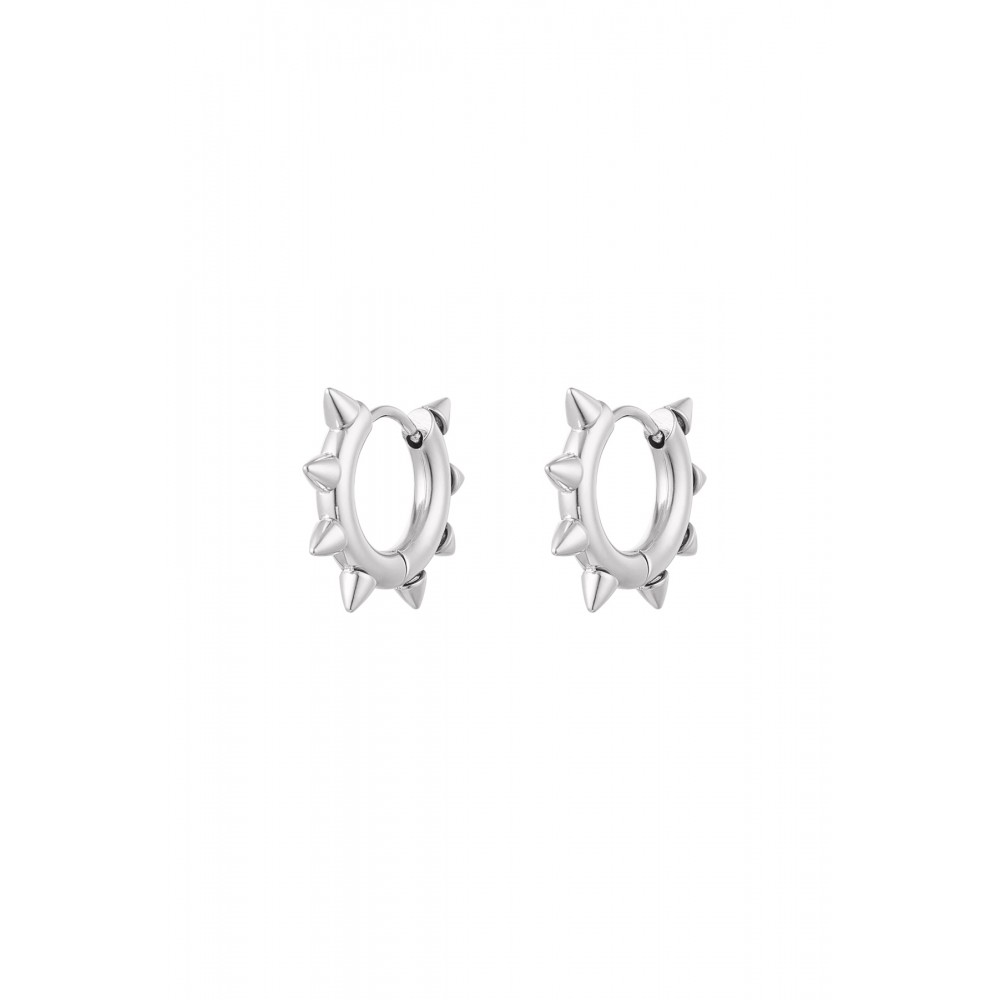 Σκουλαρίκια κρικάκια ατσάλινα με καρφιά Ασημί