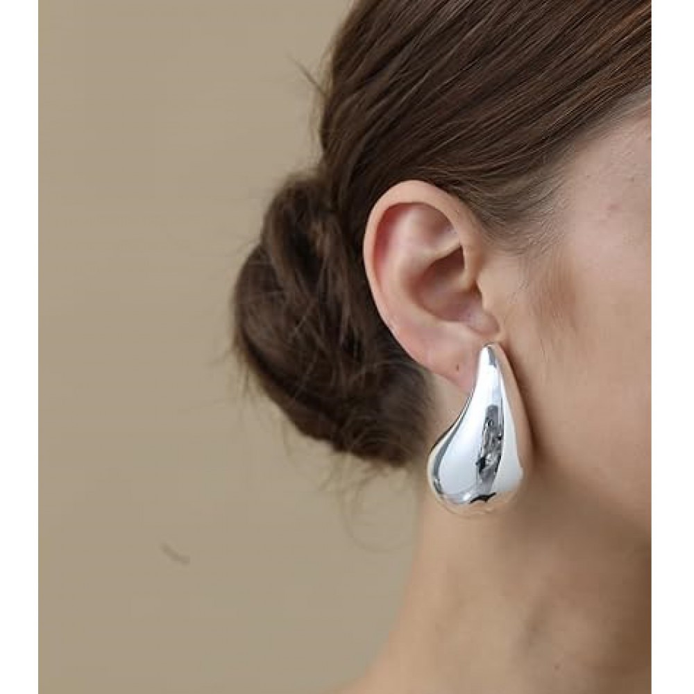 Σκουλαρίκια μεγάλες σταγόνες drops - ασημί