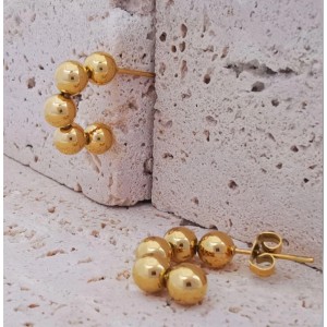 Κρίκοι χρυσοί από ατσάλι με μικρές μπίλιες 