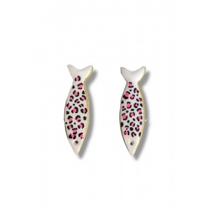 Σκουλαρίκια καρφωτά χειροποίητα σε σχήμα ψάρι