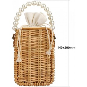 Τσάντα από σκληρή ψάθα και πέρλες 