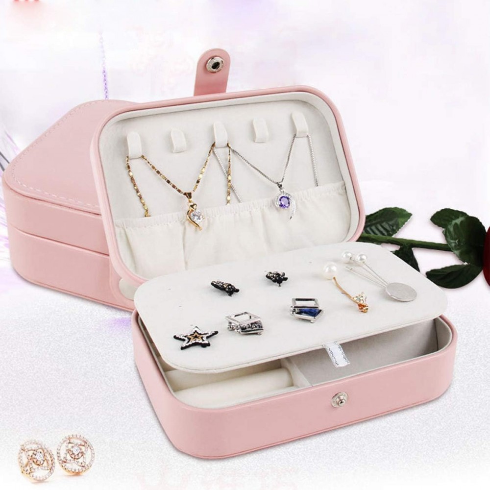 Μπιζουτιέρα - κοσμηματοθήκη ταξιδιού για σκουλαρίκια δαχτυλίδια ΡΟΖ