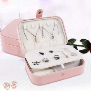 Μπιζουτιέρα - κοσμηματοθήκη ταξιδιού για σκουλαρίκια δαχτυλίδια ΡΟΖ