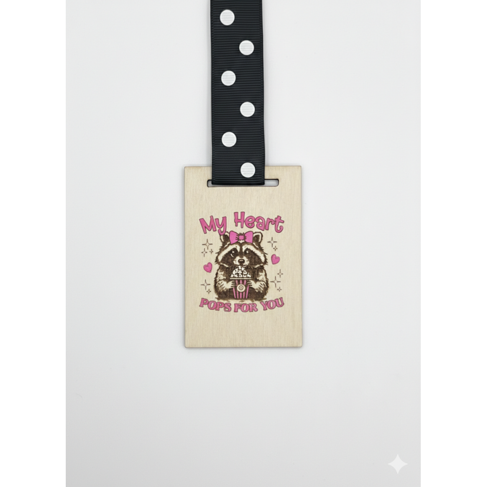 Χειροποίητο Κρεμαστό Bag Charm / Μπρελόκ με Ρακούν – “My Heart Pops For You”