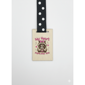 Χειροποίητο Κρεμαστό Bag Charm / Μπρελόκ με Ρακούν – “My Heart Pops For You”