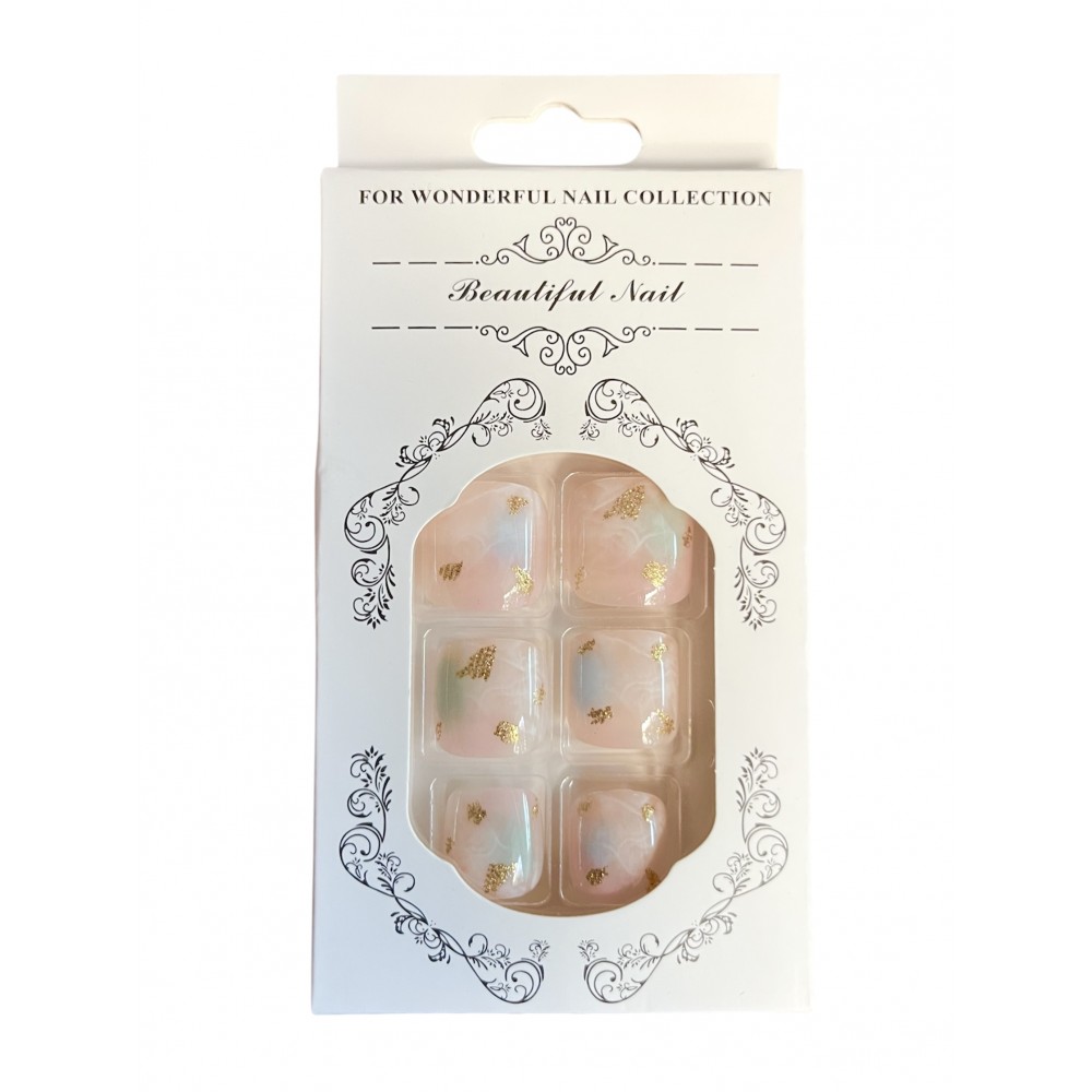 Press on ψεύτικα νύχια ποδιών ροζ tie dye marble effect