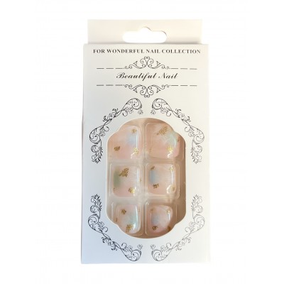 Press on ψεύτικα νύχια ποδιών ροζ tie dye marble effect