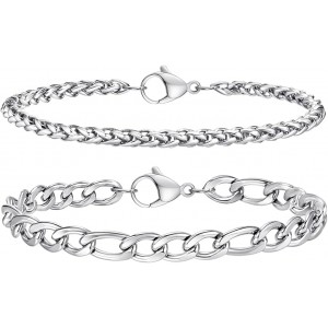Σετ δώρου 2 unisex ατσάλινα βραχιόλια αλυσίδα