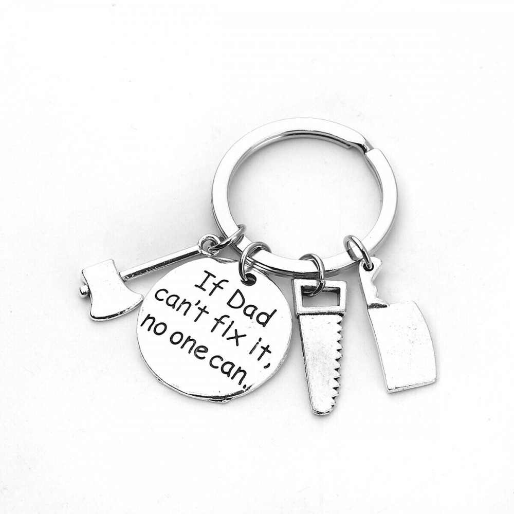 Μπρελόκ ανδρικό δώρο για τον πατέρα με εργαλεία και το μήνυμα "if dad can't fix it no one can"