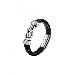 Ανδρικό δερμάτινο βραχιόλι με μήνυμα "love you forever" και ατσάλινο σχέδιο σε κουτί δώρου