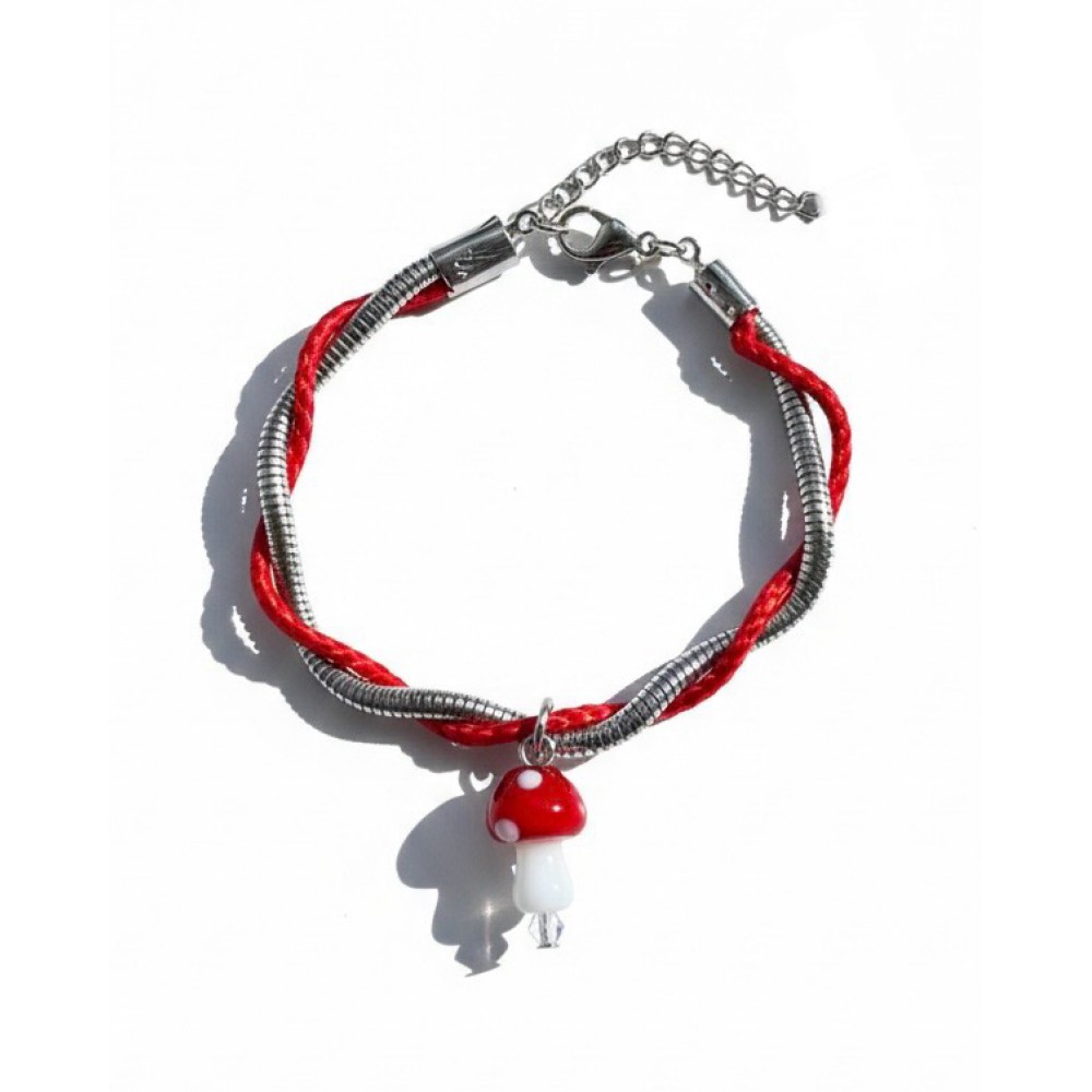 Μαρτάκι με αλυσίδα και γυάλινο μανιτάρι 