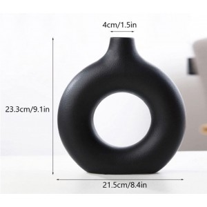 Κεραμικό διακοσμητικό βάζο για αποξηραμένα άνθη - μαύρο ματ