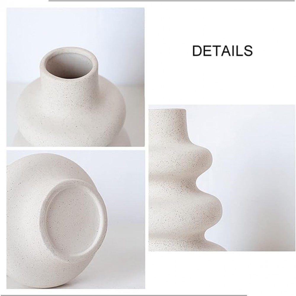 Κεραμικό διακοσμητικό βάζο σπιράλ για αποξηραμένα άνθη - μπεζ ματ