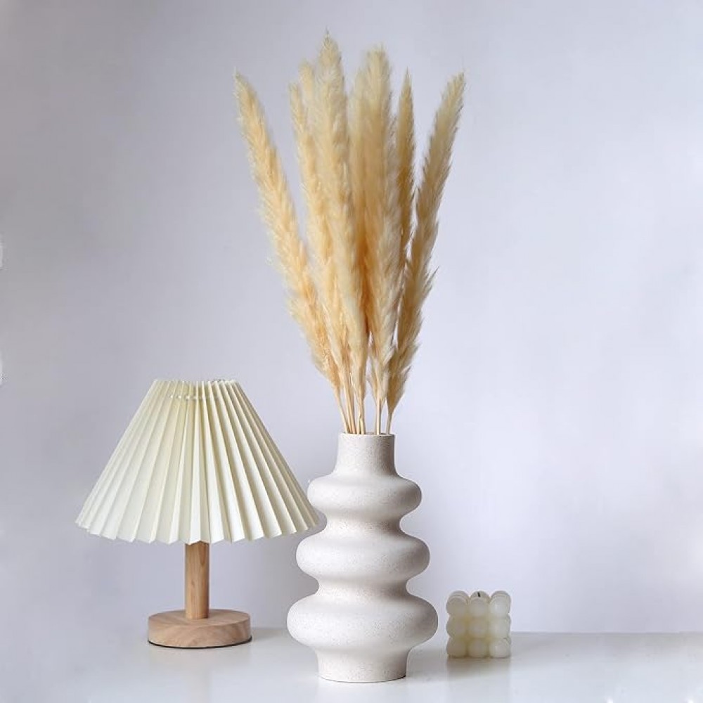 Κεραμικό διακοσμητικό βάζο σπιράλ για αποξηραμένα άνθη - μπεζ ματ