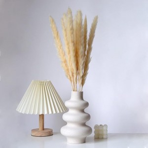 Κεραμικό διακοσμητικό βάζο σπιράλ για αποξηραμένα άνθη - μπεζ ματ