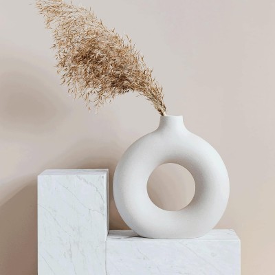 Κεραμικό διακοσμητικό βάζο για αποξηραμένα άνθη - μπεζ ματ