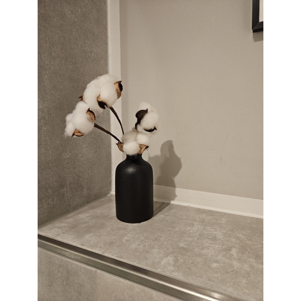 Σετ δύο μικρά κεραμικά διακοσμητικά βαζάκια για αποξηραμένα άνθη - μαύρο ματ