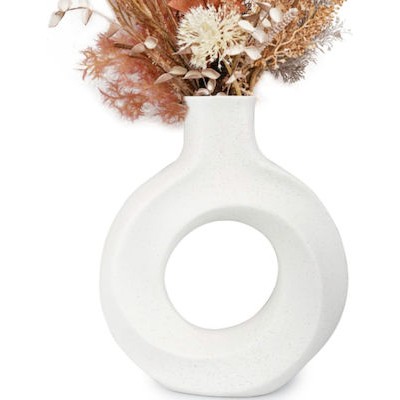 Κεραμικό διακοσμητικό βάζο για αποξηραμένα άνθη στρογγυλό - λευκό ματ