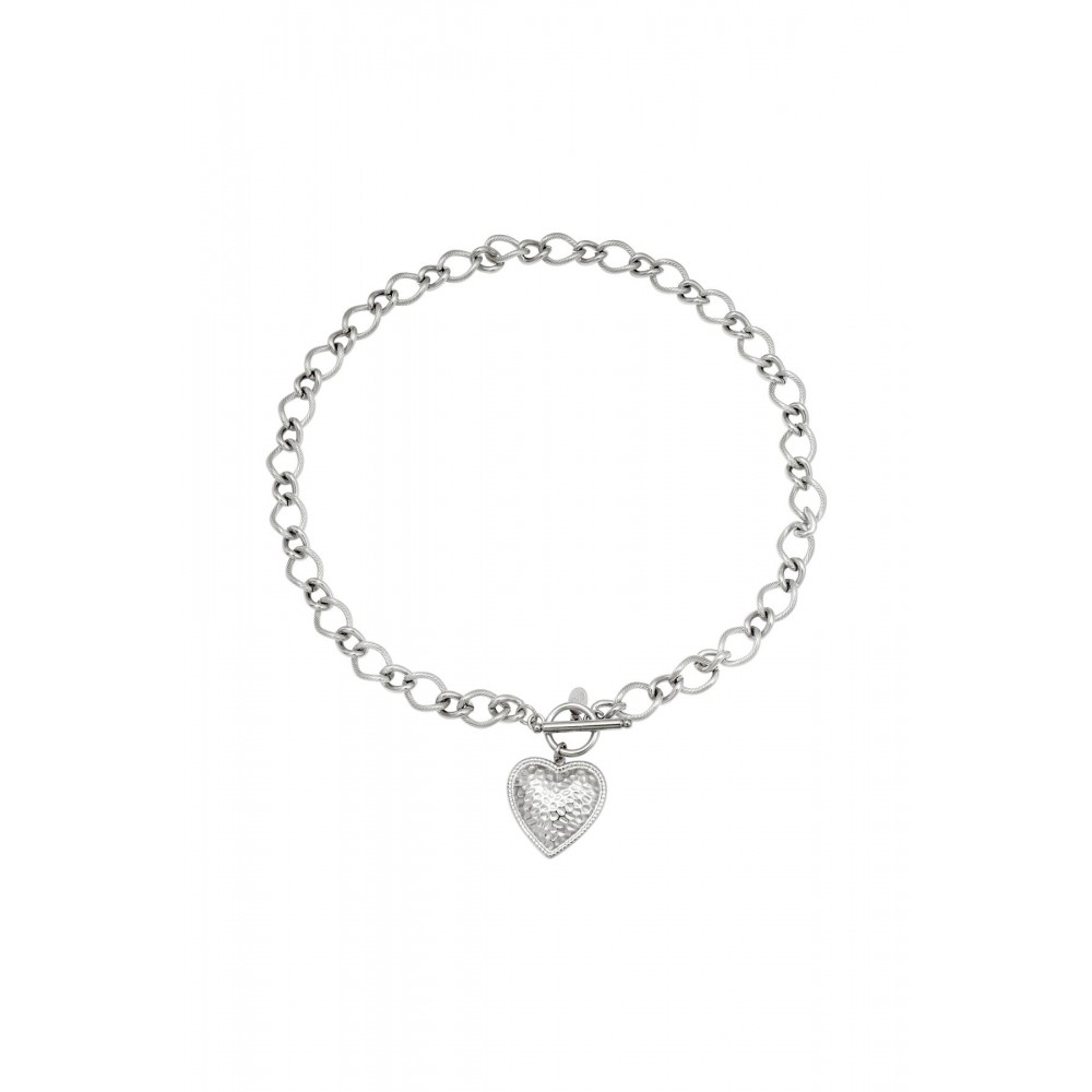 Κολιέ κοντο χοντρή αλυσίδα με καρδιά - ασημί