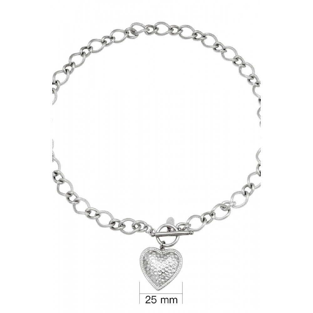 Κολιέ κοντο χοντρή αλυσίδα με καρδιά - ασημί