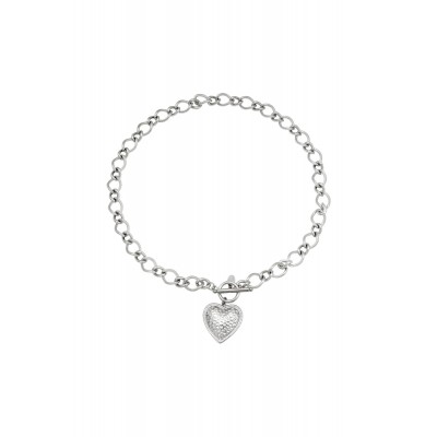 Κολιέ κοντο χοντρή αλυσίδα με καρδιά - ασημί