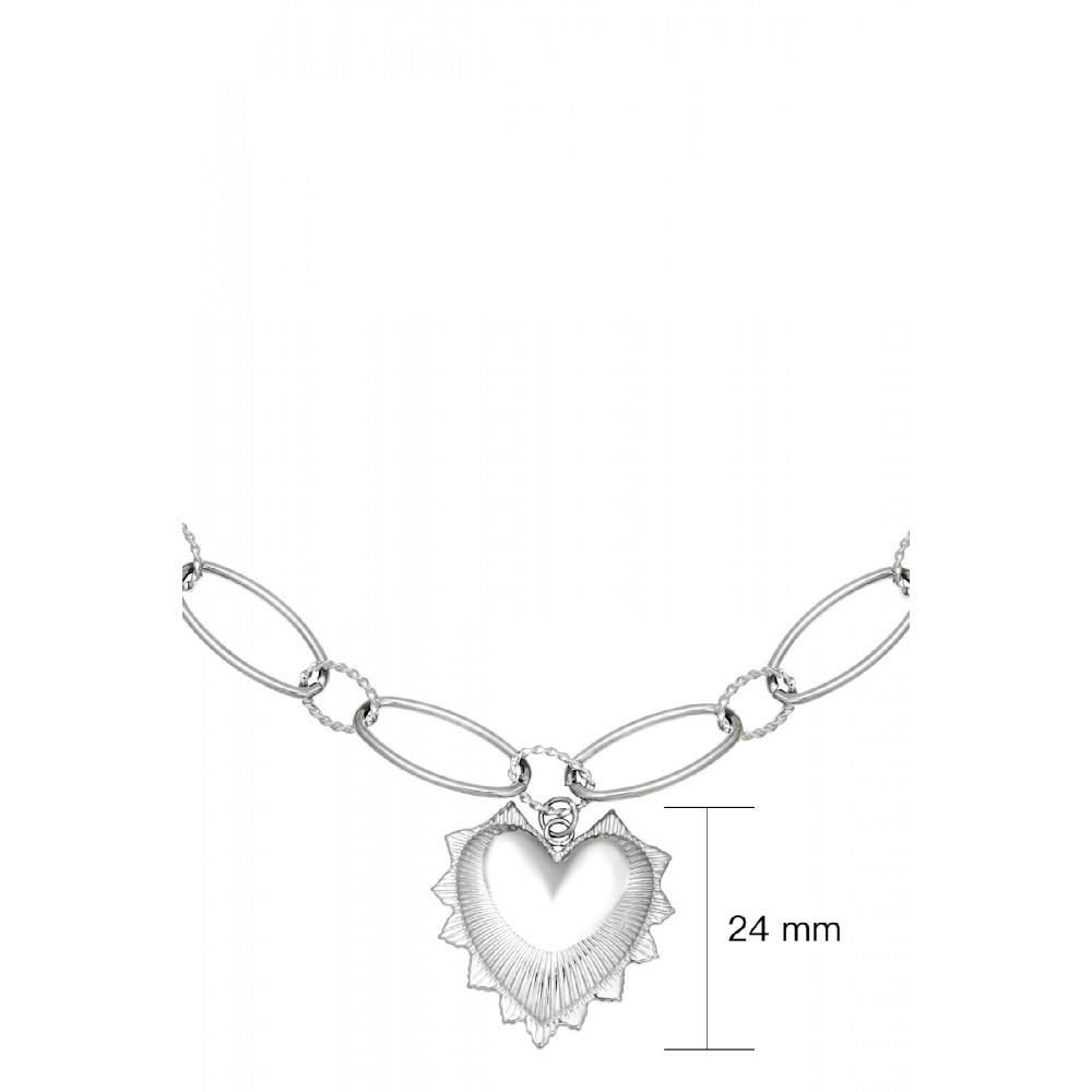 Κολιέ chunky αλυσίδα με καρδιά - ασημί