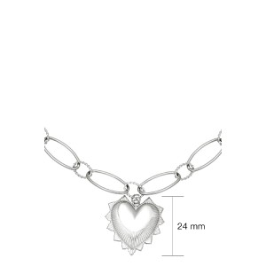 Κολιέ chunky αλυσίδα με καρδιά - ασημί