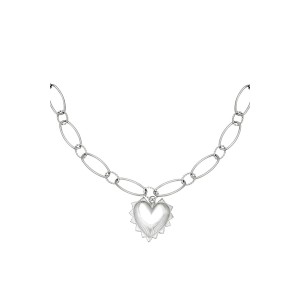 Κολιέ chunky αλυσίδα με καρδιά - ασημί