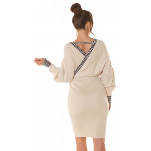 Casual κρουαζέ pencil μπεζ φόρεμα πλεκτό