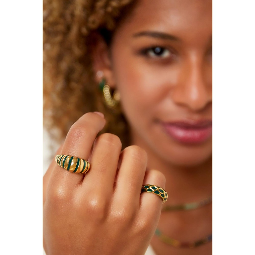 Δαχτυλίδι ατσάλινο ασημί με μαύρο σμάλτο ρυθμιζόμενο πομπέ 