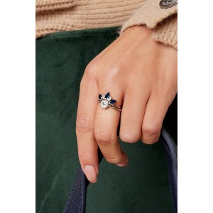 Δαχτυλίδι κορώνα με ζιργκόν λευκό μπλε