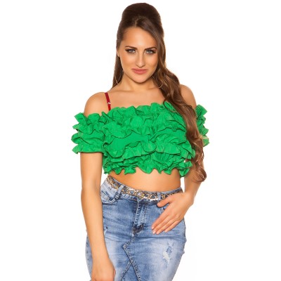 Crop top πράσινο με βολάν