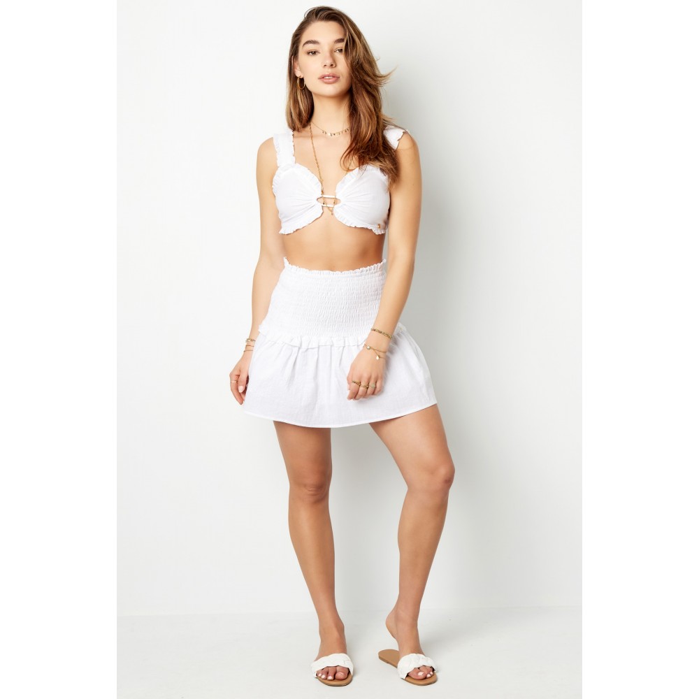 Girly Crop top με ανοιγμα oval cut out - λευκό