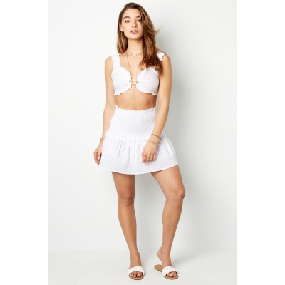 Girly Crop top με ανοιγμα oval cut out - λευκό