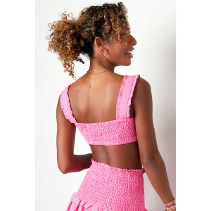 Girly Crop top με ανοιγμα oval cut out - vivid ροζ