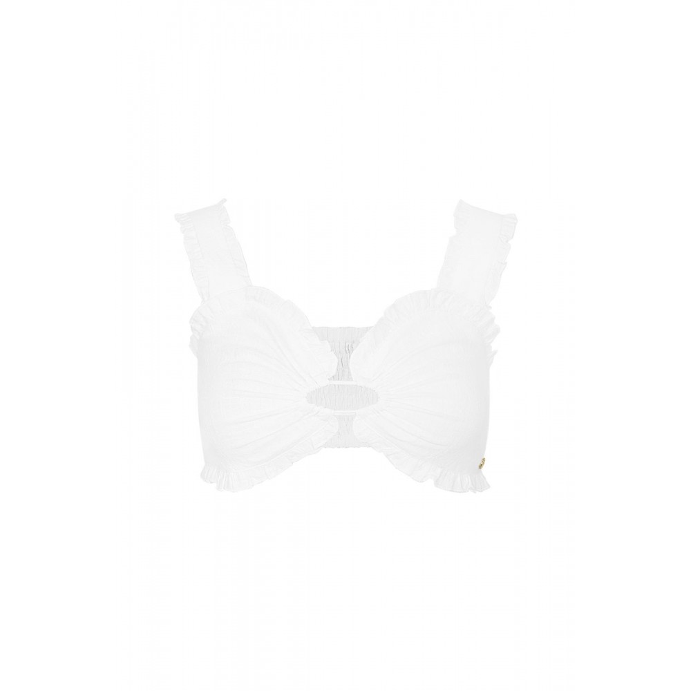 Girly Crop top με ανοιγμα oval cut out - λευκό