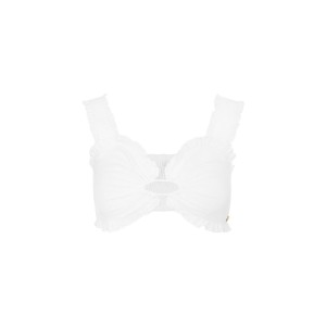 Girly Crop top με ανοιγμα oval cut out - λευκό