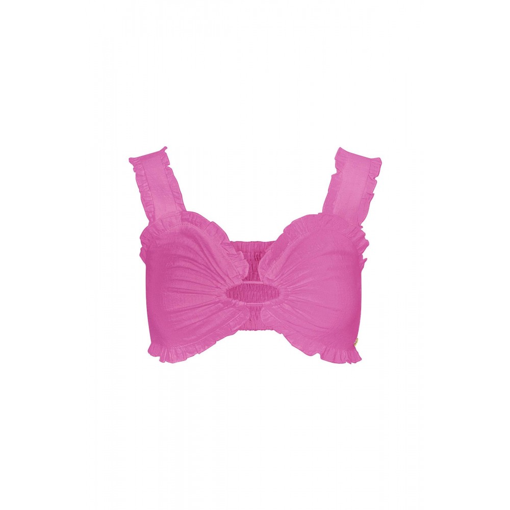 Girly Crop top με ανοιγμα oval cut out - vivid ροζ