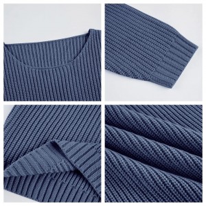 Oversized πλεκτό πουλόβερ  με λαιμόκοψη Μπλε