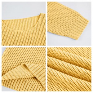 Oversized πλεκτό πουλόβερ  με λαιμόκοψη Κίτρινο